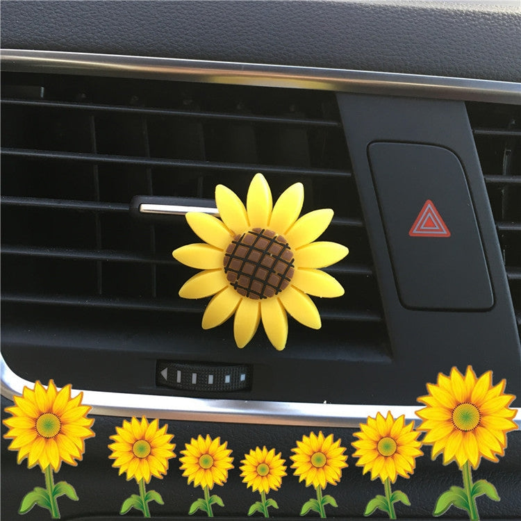 Sunflower Car Air Vent Aromatherapy Decorative Clip, Small Sunflower, Large Sunflower, Small Smile Face, Large Smile Face