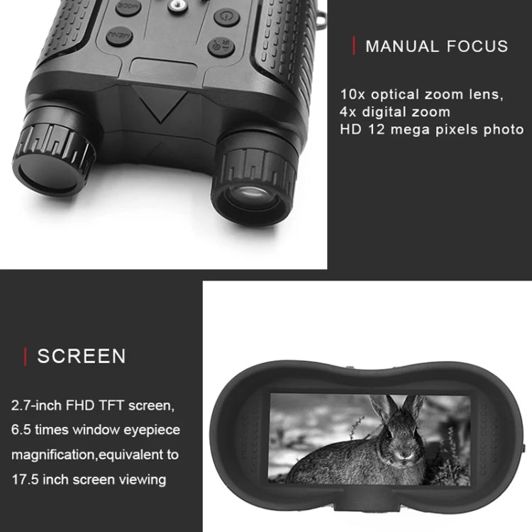 Head-Mounted Night Vision Device Binocular Digital 2.7 Inch Screen Outdoor Infrared Night Vision Telescope, NV8160