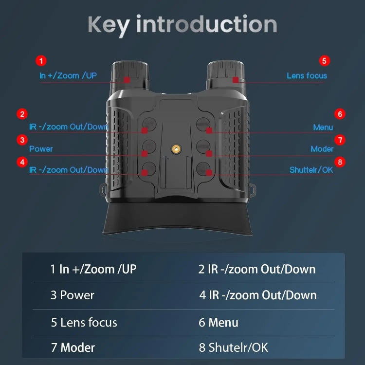 Head-Mounted Night Vision Device Binocular Digital 2.7 Inch Screen Outdoor Infrared Night Vision Telescope, NV8160