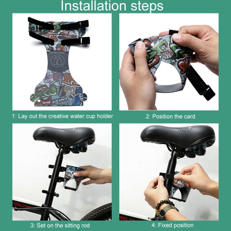 ENLEE Bicycle Water Bottle Cage Mountain Road Bike Universal Folding Water Cup Holder, Graffiti, Beauty