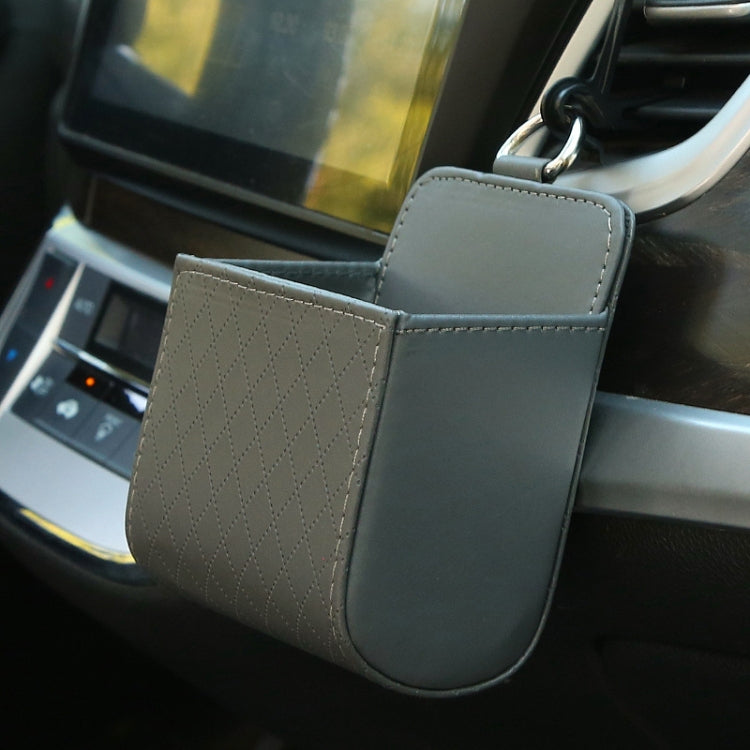 Car Air Outlet Leather Multifunctional Mobile Phone Card Hanging Storage Box, Black, Gray, Brown, Beige