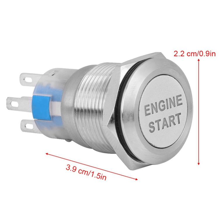 19MM Car Modification One-Button Start Switch Waterproof LED Metal Button, Silver, Black