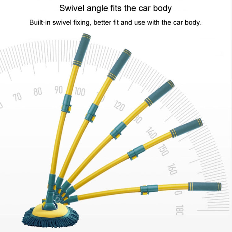 Curved Rod Car Wash Mop Retractable Cleaning Tool No Harm Car Special Soft Brush, Lake Green