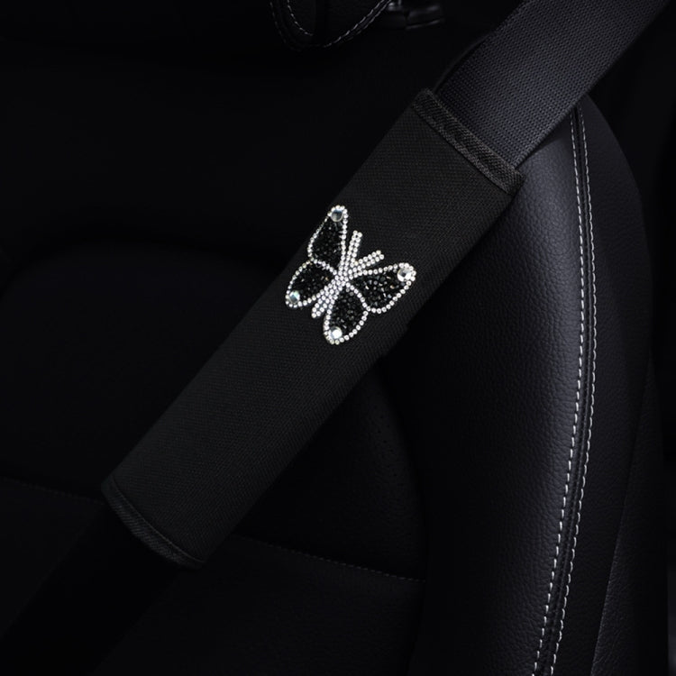 Car Seat Belt Cover Diamond Butterfly Shoulder Strap Cushion Cover, 6.5x23cm