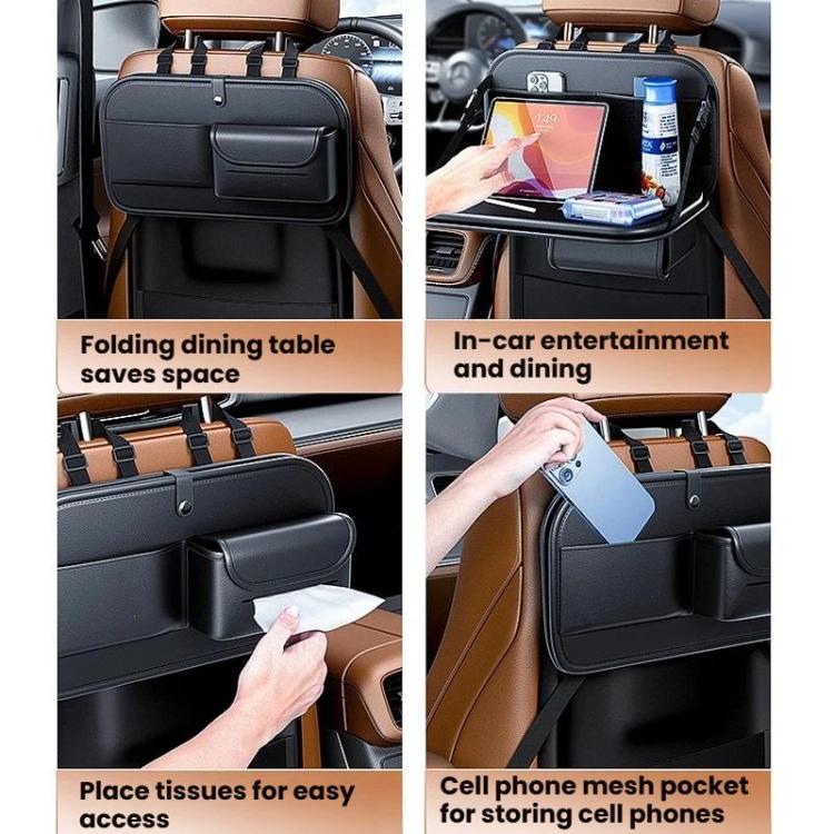 Car Rear Seat Back Storage Bag Large Capacity Foldable Chair Back Storage Pouch, Black