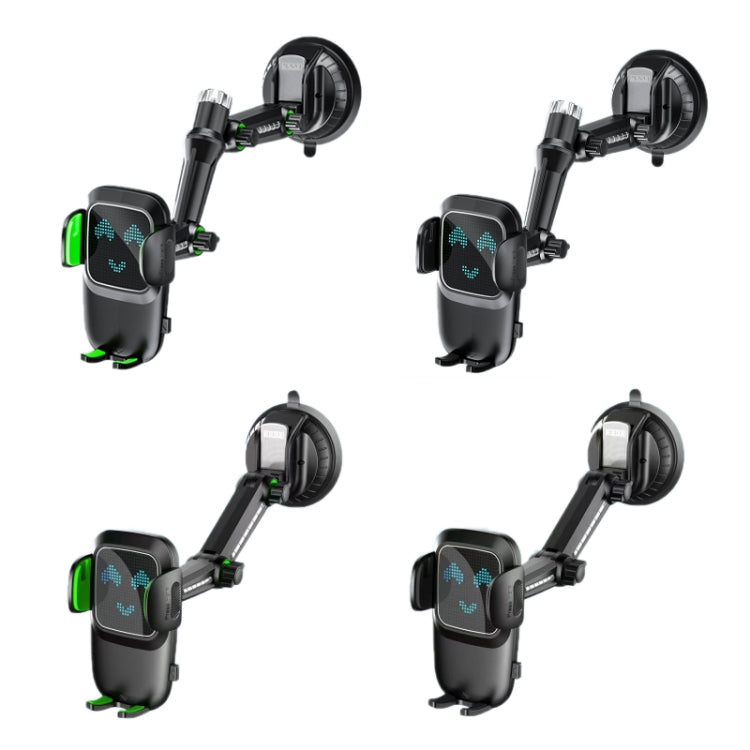 Car Windscreen Dashboard Suction Cup Phone Holder, Extended Green, Extended Black, Regular Green, Regular Black