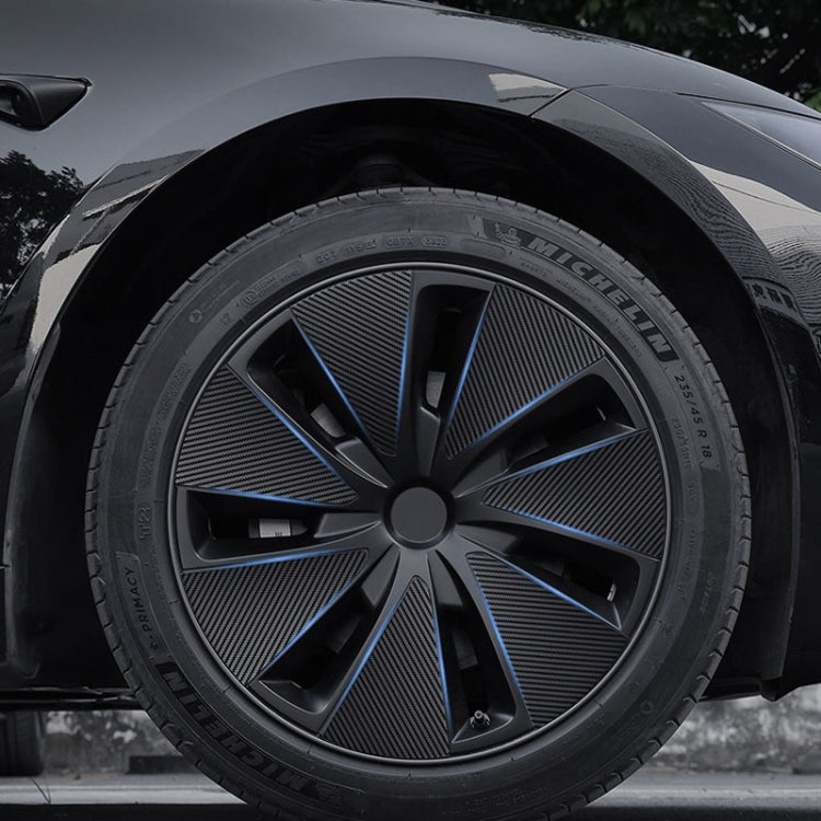 28pcs /Set For Tesla Model 3 Tire Sticker Modification Protective Film, Carbon Fiber, Bright Black, Electroplating Silver