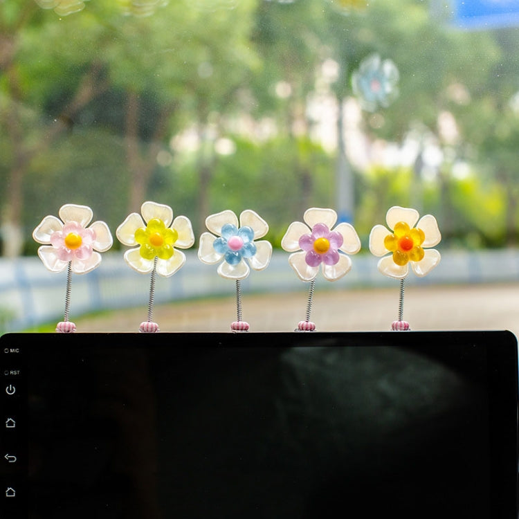 5pcs /Set Cute Cartoon Flower Car Shaking Ornament Car Dashboard Decoration, Dark Color, Dark Color Green Leaf, Transparent, Transparent Green Leaf, Green Leaf Transparent