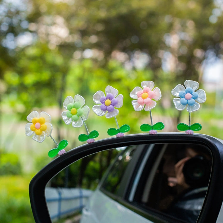 5pcs /Set Cute Cartoon Flower Car Shaking Ornament Car Dashboard Decoration, Dark Color, Dark Color Green Leaf, Transparent, Transparent Green Leaf, Green Leaf Transparent