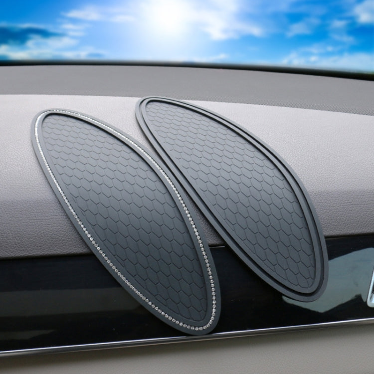 Car Center Console Ornaments Oval Anti-slip Mat, Without Diamond, With Diamond