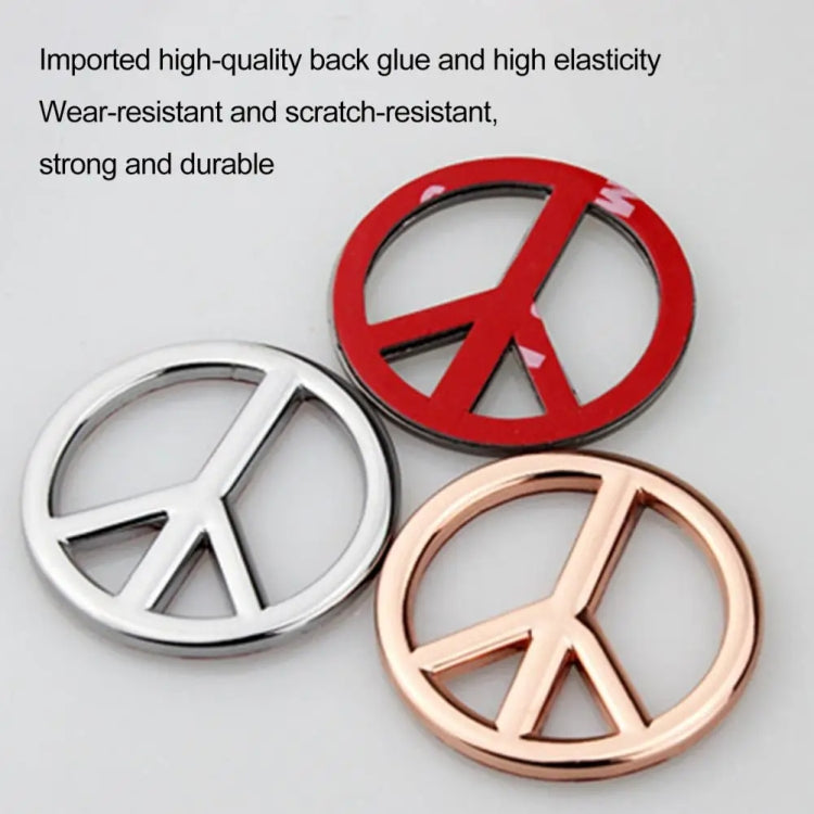 Car Anti-War Peace Sign Three-Dimensional Metal Stickers, Titanium Black, Gold