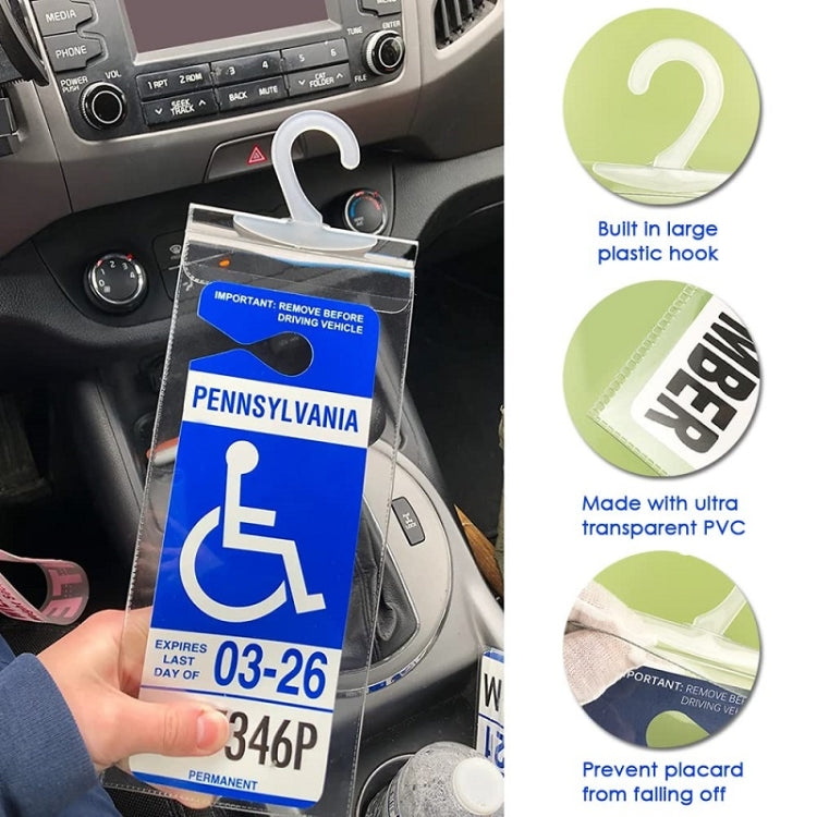 2pcs PVC Transparent Hook Bag Disability Placard Parking Sign Bag