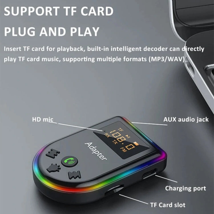 Q7 LED Digital Display Car Bluetooth Receiver HIFI Sound Quality Wireless Audio Adapter
