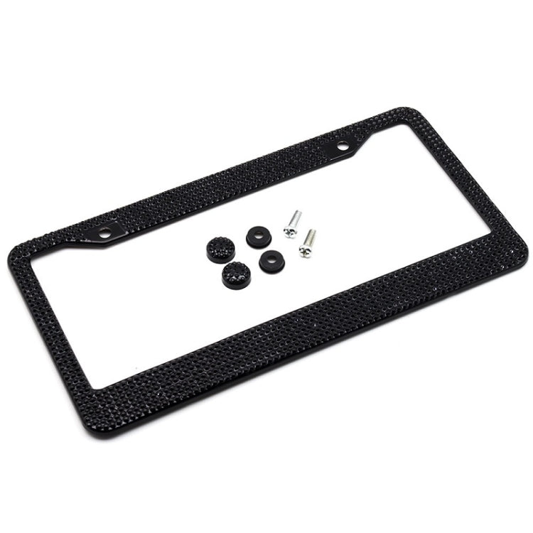 US Standard Stainless Steel License Plate Modified Frame With Diamonds, Round Hole White Diamond, Round Hole Black Diamond, Round Hole Pink Diamond, Square Hole Black Diamond, Square Hole White Diamond, Square Hole Pink Diamond