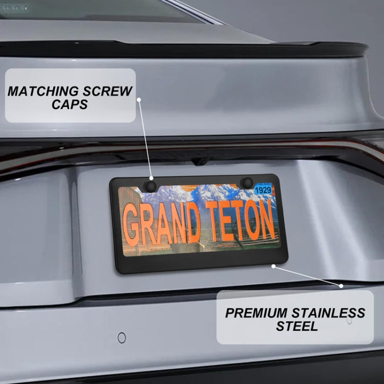 American Standard Aluminum Alloy License Plate Frame Including Accessories, Round Hole Aluminum Black, Round Hole Aluminum Spray White, Square Hole Rounded Corners Aluminum Black, Square Hole Round Corner Aluminum Spray White                           ...