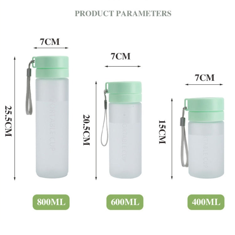 Outdoor Large Capacity Sports Mug Frosted Plastic Portable Leak-proof Teacups, 400ml Transparent Black, 400ml Transparent White, 400ml Transparent Green, 600ml Transparent White, 600ml Transparent Green, 600Mml Transparent Black, 800ml Transparent Blac...