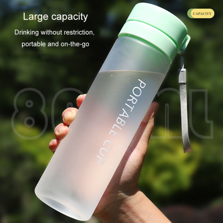 Outdoor Large Capacity Sports Mug Frosted Plastic Portable Leak-proof Teacups, 400ml Transparent Black, 400ml Transparent White, 400ml Transparent Green, 600ml Transparent White, 600ml Transparent Green, 600Mml Transparent Black, 800ml Transparent Blac...