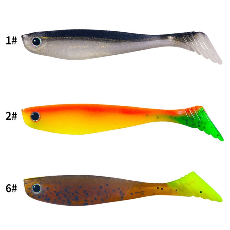 6pcs /Pack HENGJIA T-Tail Soft Dummy Bait Freshwater Fishing Lures, 10cm 5.3g
