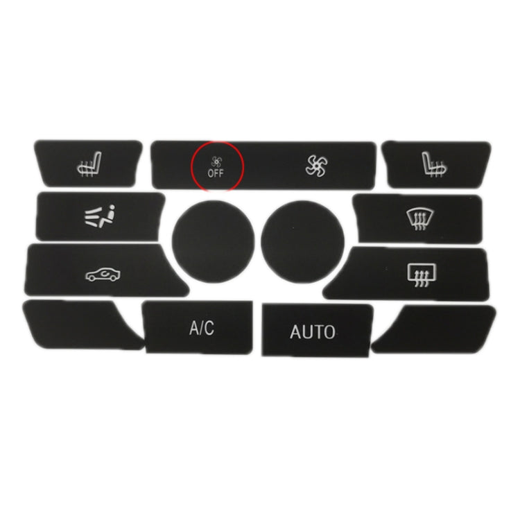 For BMW 5 Series/7 Series/X5/C6/F10/F01/F15 Air Conditioning Button Repair Sticker, A 13pcs No OFF, A 13pcs With OFF, B 14pcs No OFF, B 14pcs With OFF, C 16pcs No OFF, C 16pcs With OFF