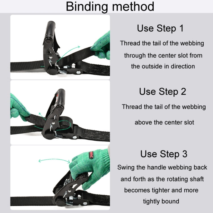 Motorcycle Ratchet Tensioner Cargo Bundling And Luggage Fixing Straps, 1m, 2m, 3m, 4m, 5m