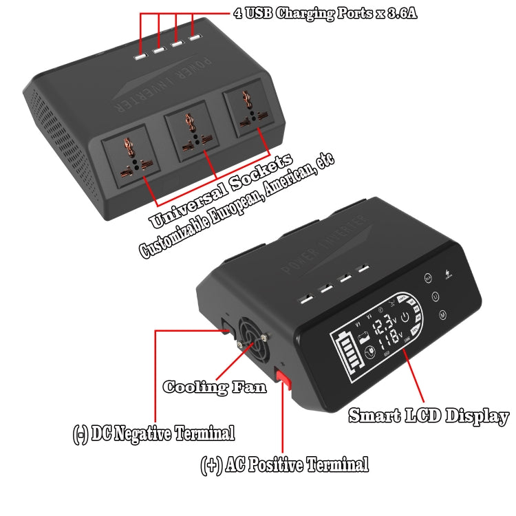 12V To 110V 1000W Pure Sine Wave Inverter
