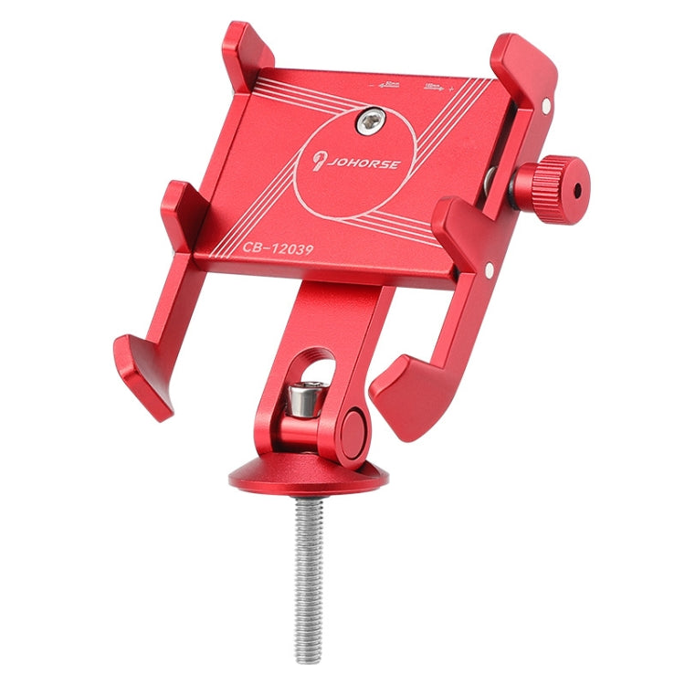 JOHORSE Bicycle Shockproof Mobile Phone Holder Motorcycle Riding Equipment, Stem Red, Stem Silver, Handlebar Red, Handlebar Black