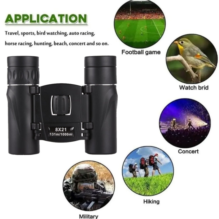 Outdoor Low-light Night Vision High-power HD Mini Binoculars, 8X21