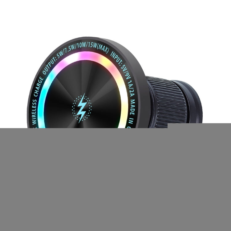 Magsafe 15W Magnetic Colorful Light Wireless Charging Mobile Phone Holder, A9 Air Outlet Dark Gray, A9 Adhesive Dark Gray