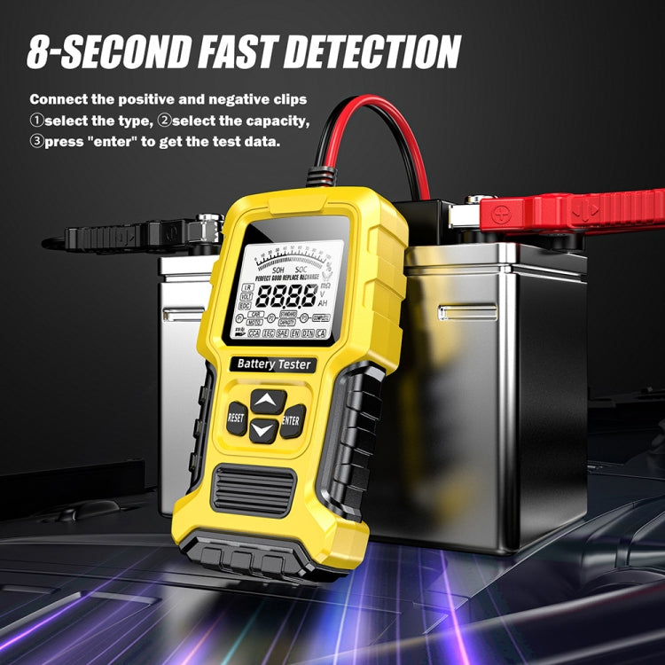 FOXSUR 12V/24V Automotive Lead-acid Battery Internal Resistance Rapid Analyzer, Yellow