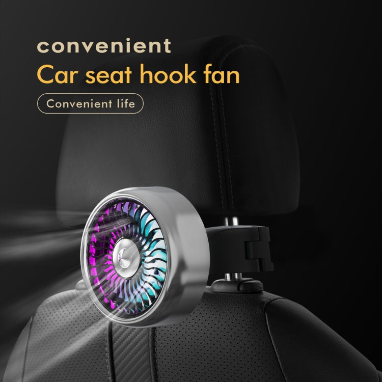 FE052 RGB Color Light USB Plug-in Clip-on Car Rear Seat Headrest Fan