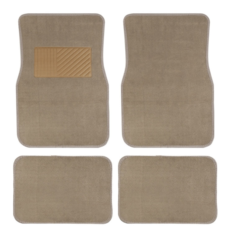 4pcs /Set Universal Car Foot Mats PVC Flocking Pads, Black, Beige, Gray