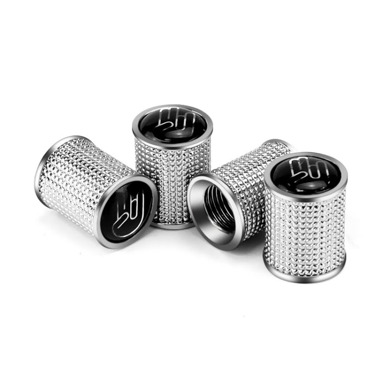 4pcs /Set Zinc Alloy Car Tire Modified Valve Cap, Black, Silver