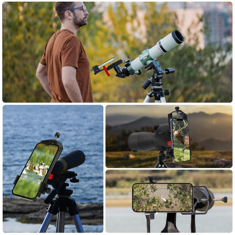 Tridaptor Digiscoping Adapter 3-Axis Telescope Phone Mount For Binocular Monocular Microscope, With Buetooth, Without Bluetooth