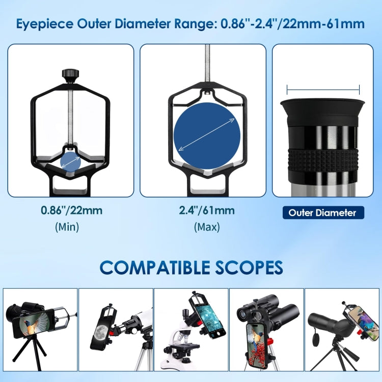 Tridaptor Digiscoping Adapter 3-Axis Telescope Phone Mount For Binocular Monocular Microscope, With Buetooth, Without Bluetooth