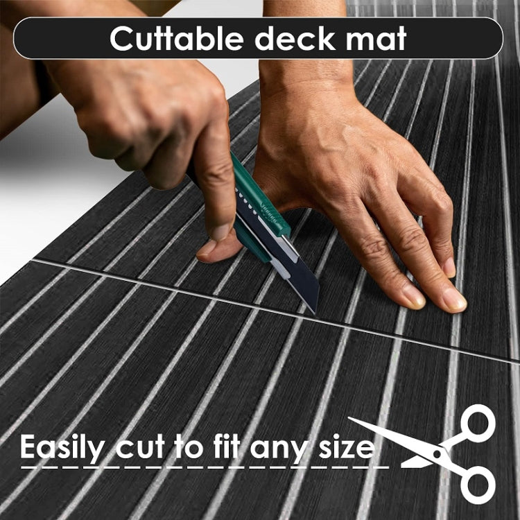Yacht Imitation Teak Anti-Slip Deck EVA Mat, 240x60x0.6cm Black White, 240x90x0.6cm Black White, 240x45x0.6cm Black White