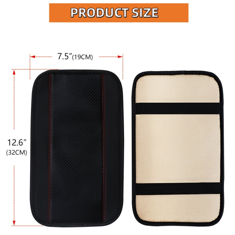 32x19cm PU Carbon Fiber Leather Central Armrest Box Cover Anti-slip Pad, Black, Red, Pink, Blue