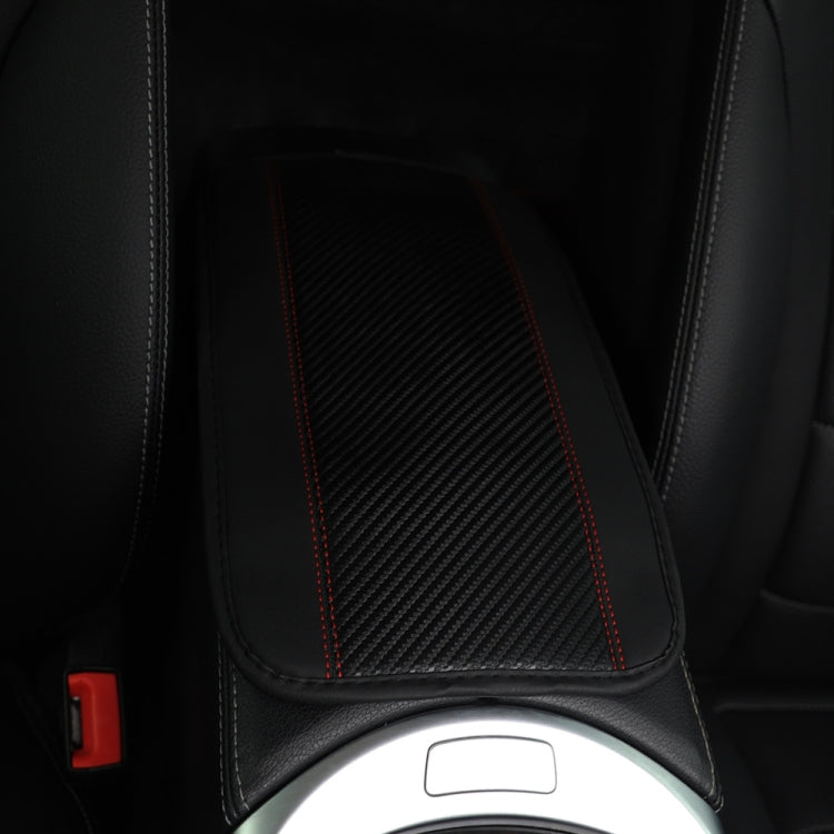 32x19cm PU Carbon Fiber Leather Central Armrest Box Cover Anti-slip Pad, Black, Red, Pink, Blue