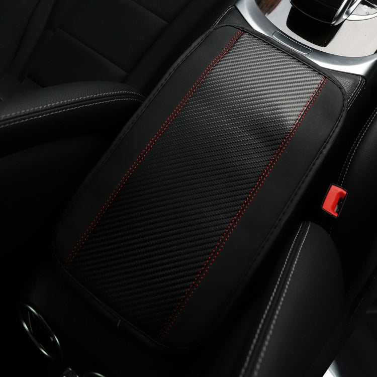 32x19cm PU Carbon Fiber Leather Central Armrest Box Cover Anti-slip Pad, Black, Red, Pink, Blue