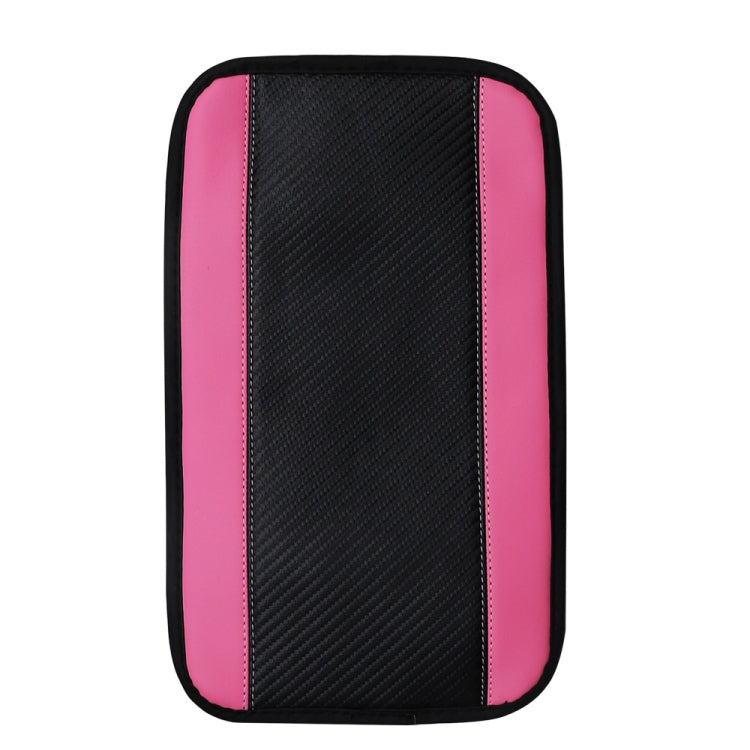 32x19cm PU Carbon Fiber Leather Central Armrest Box Cover Anti-slip Pad, Black, Red, Pink, Blue