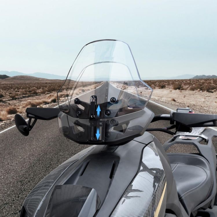 For Can-Am Ryker 600/Ryker 900 Adjustable Front Windshield, Transparent, Grey