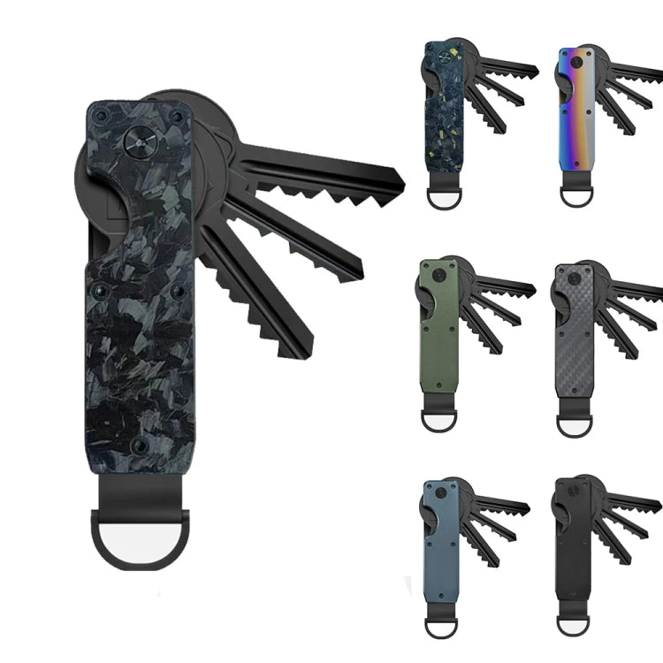 Compact Key Organizer Metal Key Chain Can Hold 2-6 Keys, Black, Royal Blue, Gray, Carbon Fiber, Gradient Color, Red Forged Carbon, Blue Forged Carbon, Black Forged Carbon