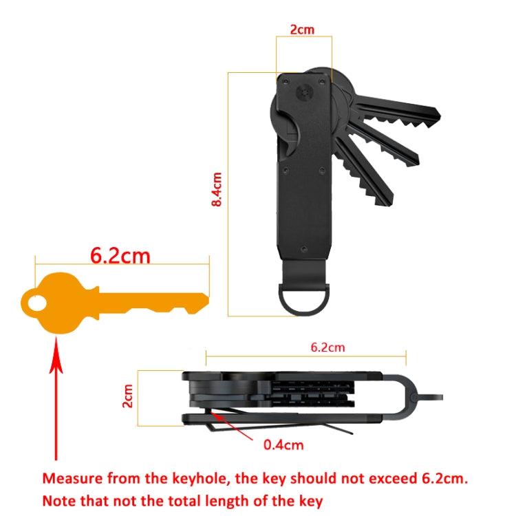 Compact Key Organizer Metal Key Chain Can Hold 2-6 Keys, Black, Royal Blue, Gray, Carbon Fiber, Gradient Color, Red Forged Carbon, Blue Forged Carbon, Black Forged Carbon