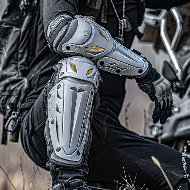 SULAITE Motorcycle Outdoor Riding Breathable Protective Equipment, 2pcs /Set Knee Pads Gray, 2pcs /Set Elbow Pads Gray