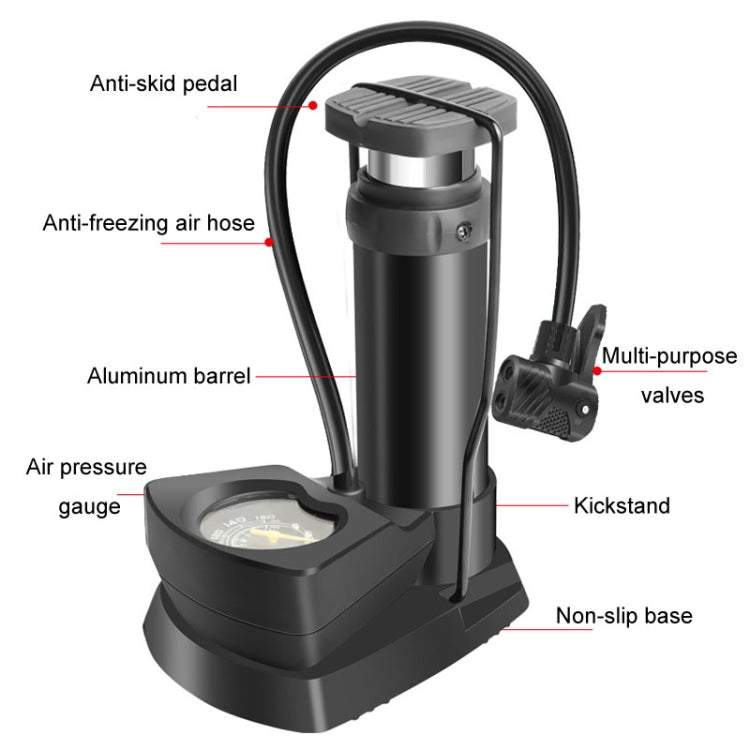 Car / Motorcycle / Bicycle Foot Inflator Pump Pointer Type Tire Pressure Detection Foot Inflator