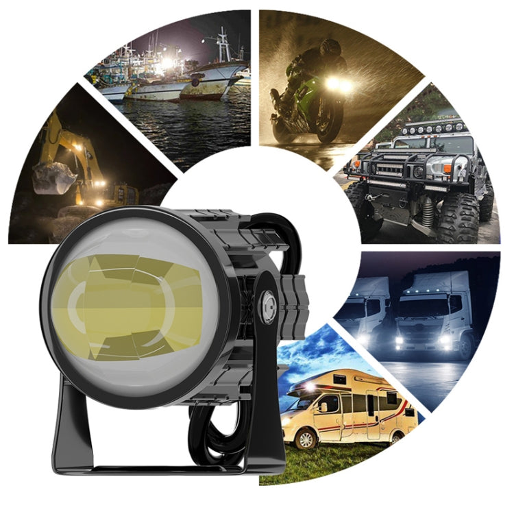 1pair 12V-85V Motorcycle Headlights Dual-color Automotive LED Working Headlights, Yellow + White Light Without Flashing, Yellow + White Light With Flashing