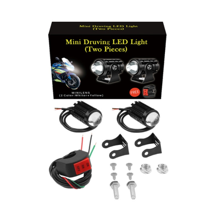 1pair 12V-85V Motorcycle Headlights Dual-color Automotive LED Working Headlights, Yellow + White Light Without Flashing, Yellow + White Light With Flashing
