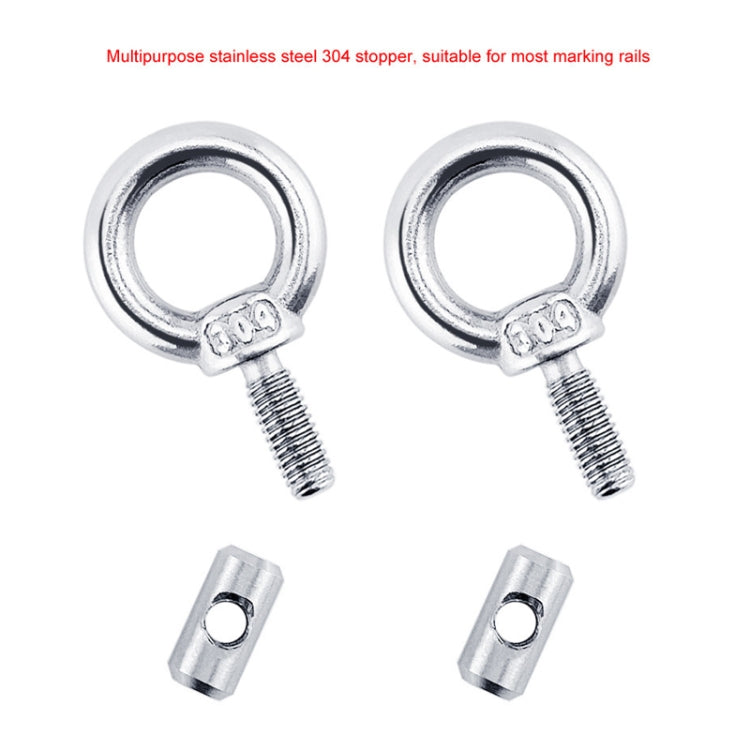 RV Sunshade 304 Stainless Steel Slide Rail Ring, 1pcs M4 Ring + Cylinder, 2pcs M4 Ring + Cylinder