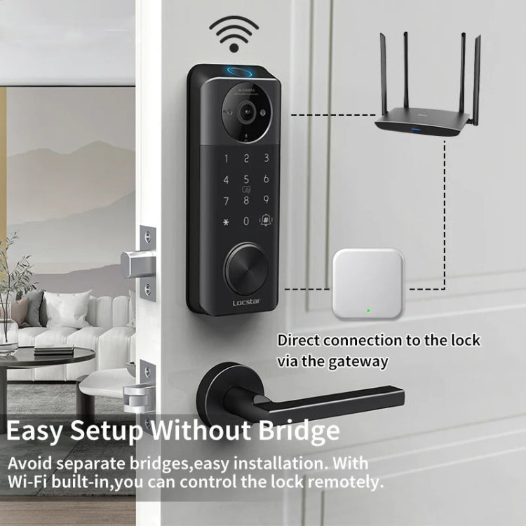 C95 Smart Fingerprint Deadbolt Lock Supports Bluetooth WiFi APP, 5 Ways To Unlock, With Camera Doorbell, C95