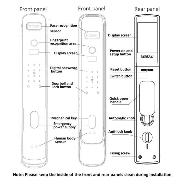 M6 3D Face Recognition Fingerprint Door Lock Support APP Smart IC Card Password Unlock, M6