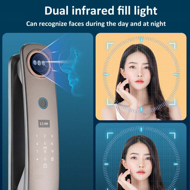 M6 3D Face Recognition Fingerprint Door Lock Support APP Smart IC Card Password Unlock, M6